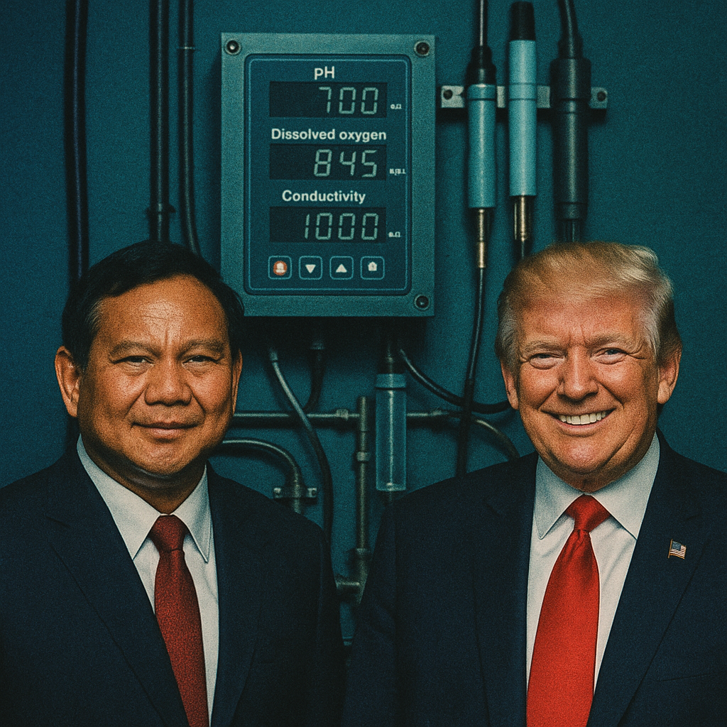 Prabowo and Trump and sensor pH , dissolve oxygen , conductivity